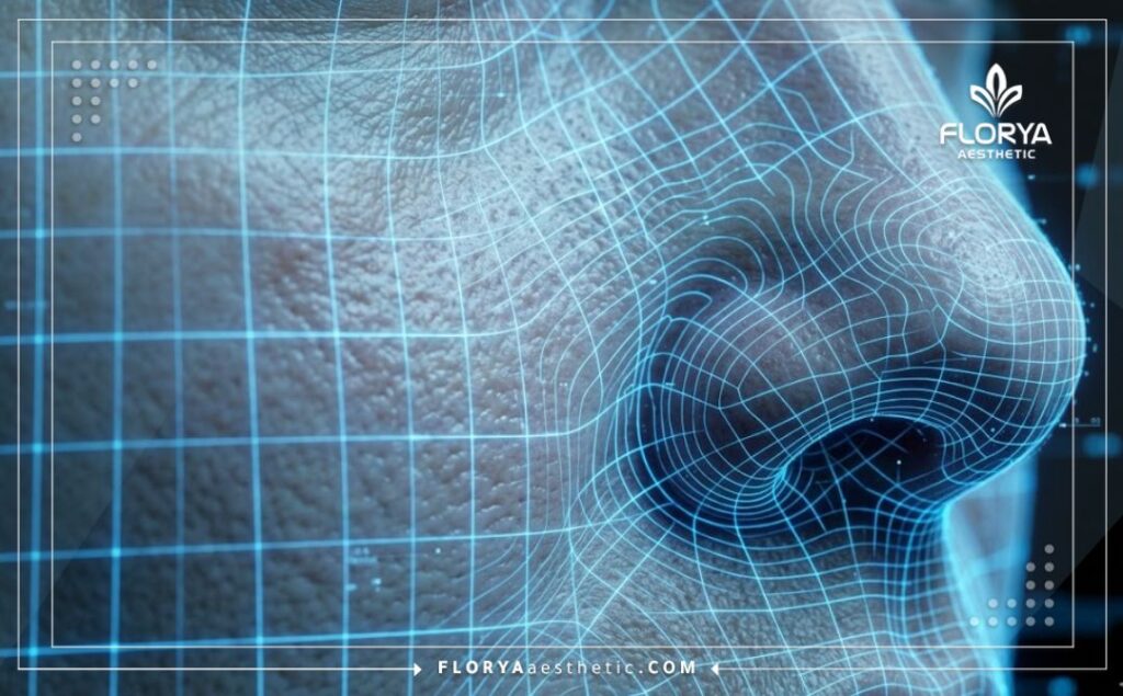 Macro 3D surface scan of the facial skin showing deep hydration targeting and precision