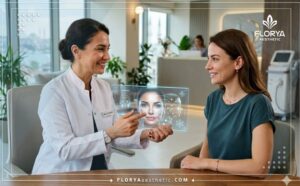 Médecin professionnel expliquant le processus des Injections d'Hydrobooster en Turquie avec une technologie avancée.