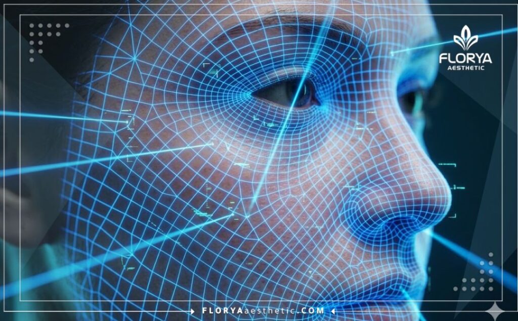 High-tech digital 3D scan of the skin surface for precise light therapy targeting.