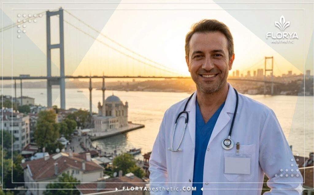 Smiling medical professional welcoming patients to an Istanbul clinic for IV therapy.