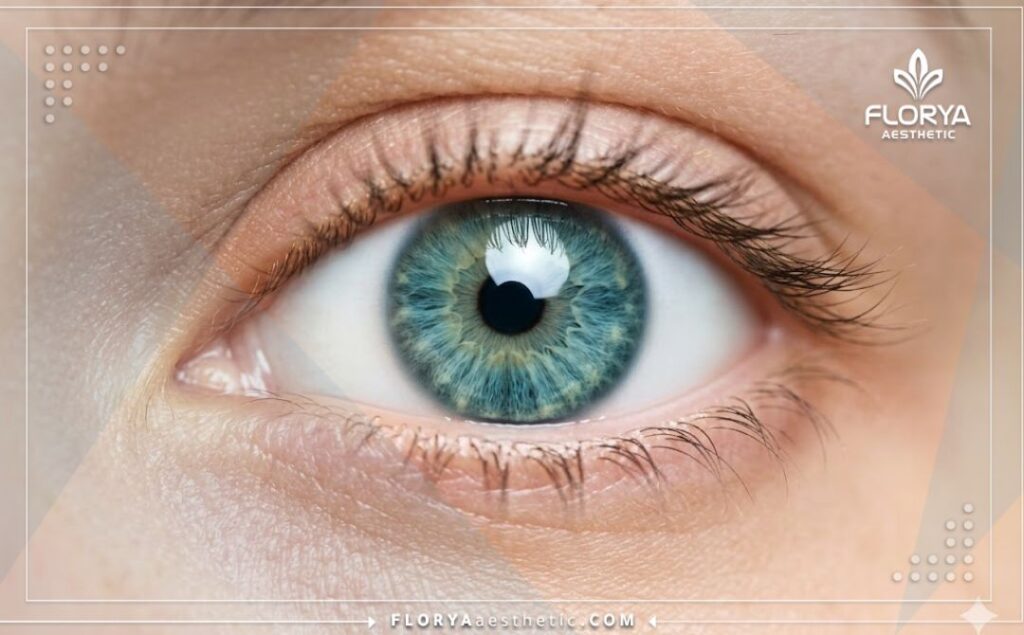 Cinematic close-up showing the perfect and clear result of an intraocular lens procedure