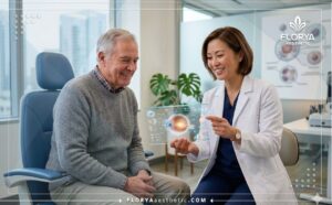 Médecin professionnel utilisant une technologie avancée pour discuter du Prix Implant Intraoculaire en Turquie