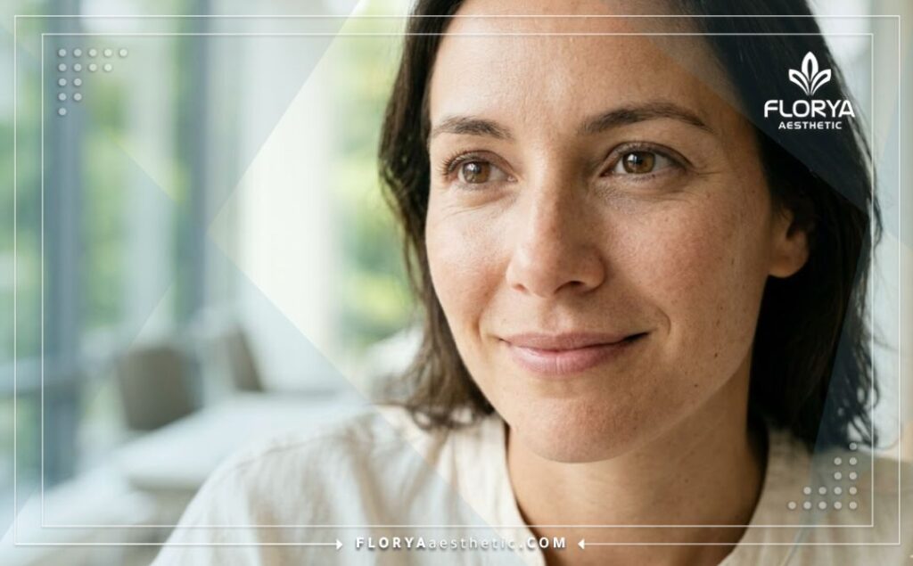 Gros plan montrant le résultat parfait et esthétique après une procédure oculaire réussie.