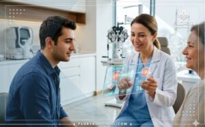 طبيب يشرح خطة علاج كسل العين بالليزر في تركيا باستخدام تقنيات حديثة.