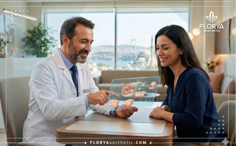 طبيب محترف يعرض خطة جراحة شد الجفون بالليزر في تركيا باستخدام تقنية رقمية حديثة