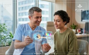 Médecin expert expliquant le Changement de couleur des yeux au laser en Turquie avec une technologie numérique.