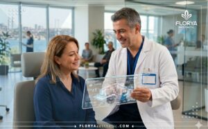 Врач планирует операцию в Лучшая глазная клиника в Турции с помощью цифрового планшета.