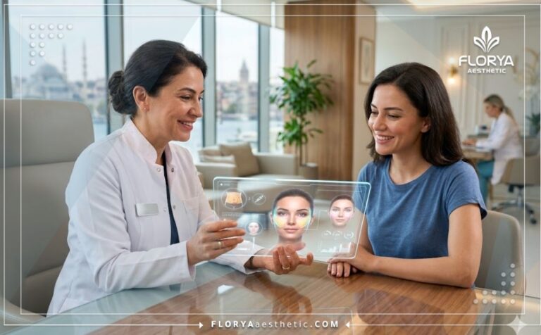 طبيب محترف يعرض خطة حقن الدهون المجهرية في تركيا باستخدام تقنيات لوحية حديثة