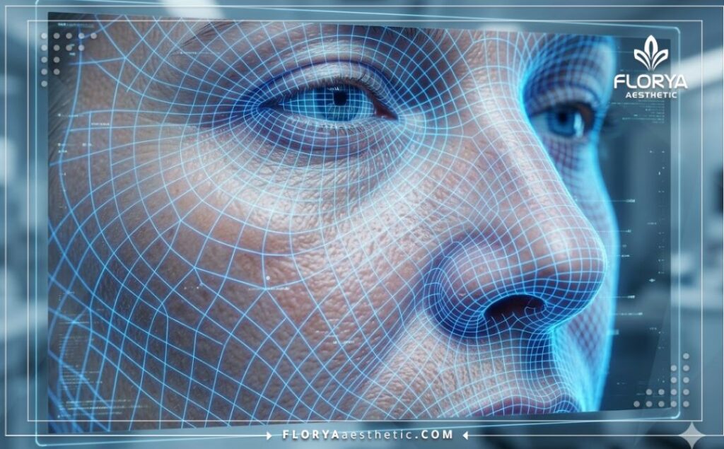 Escáner de superficie 3D de alta tecnología de la anatomía facial.