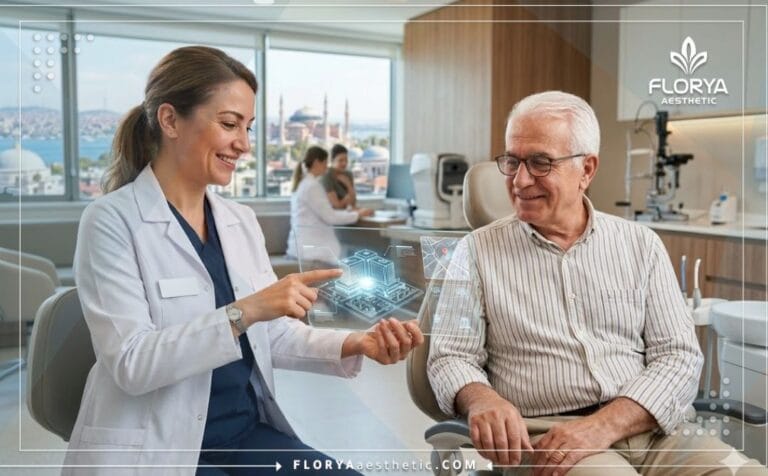 Médecin utilisant une technologie avancée à un hôpital ophtalmologique à proximité à Istanbul