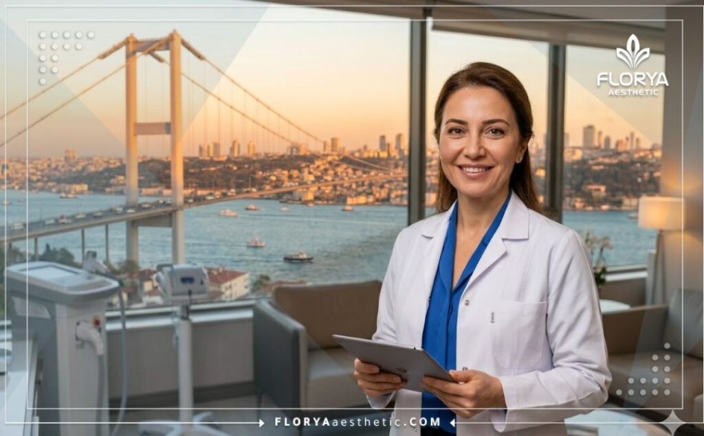 Friendly aesthetic doctor welcoming patients to Istanbul, Turkey.