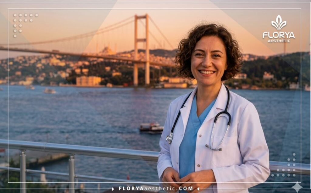 Médecin accueillant les patients près de la tour de Galata à Istanbul