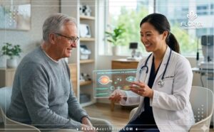 Médecin utilisant une technologie avancée pour une Évaluation Visuelle Complète en Ligne