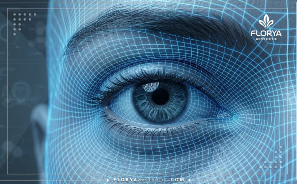 Numérisation macro 3D de haute technologie de la zone anatomique de l'œil.