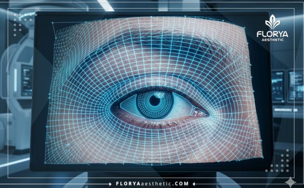 Макроскопическое 3D-сканирование поверхности глаза с топографической сеткой.