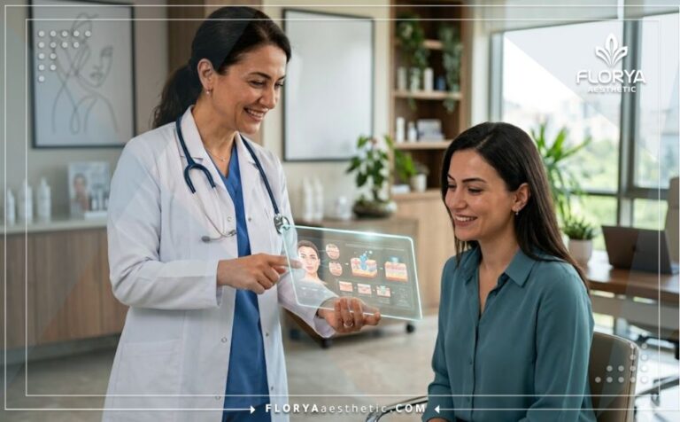 طبيب محترف يشرح خطة تقنية الأكسجينيو في تركيا للمريض باستخدام تكنولوجيا رقمية