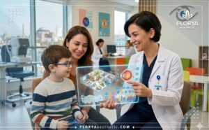 Doctor using digital tablet tech at a top Pediatric Ophthalmology Clinic in Turkey