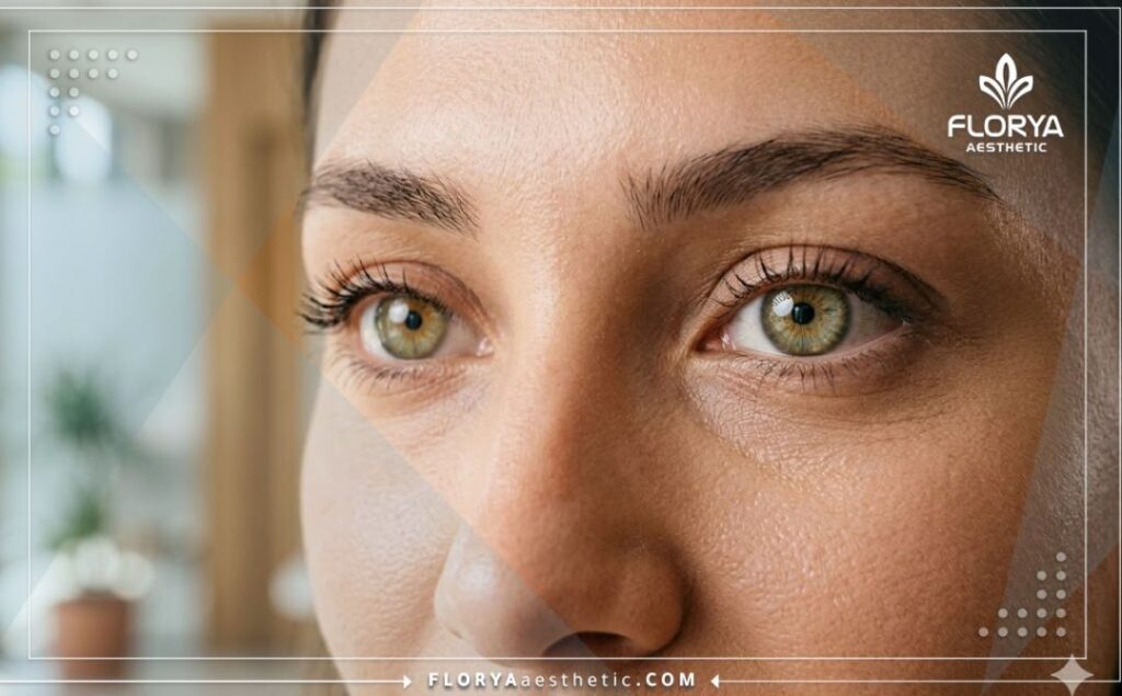 لقطة مقربة تبرز النتيجة المثالية والجمالية للون العين الجديد المشرق.