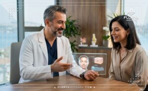 Docteur expliquant le Peeling au Phénol en Turquie avec une tablette numérique