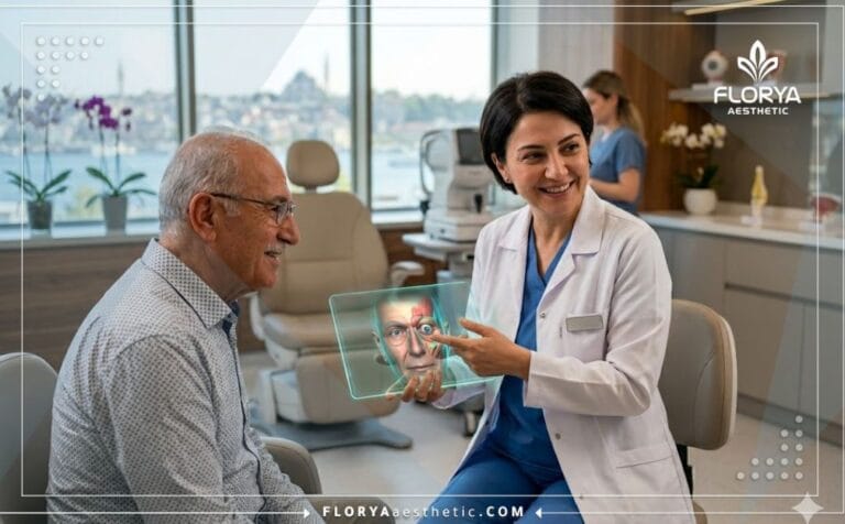 Expert doctor planning a Prosthetic Eye in Turkey using advanced transparent digital technology.