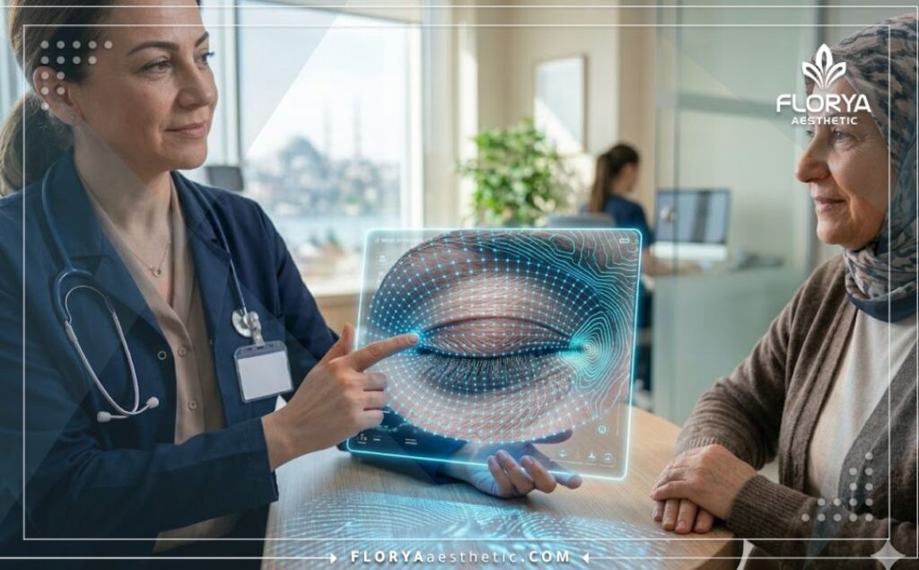 3D macro surface scan of the eyelid area showing surgical precision