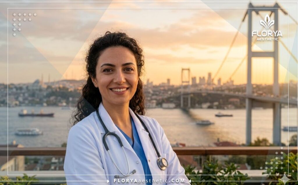 Doctor amable dando la bienvenida a los pacientes en Estambul.
