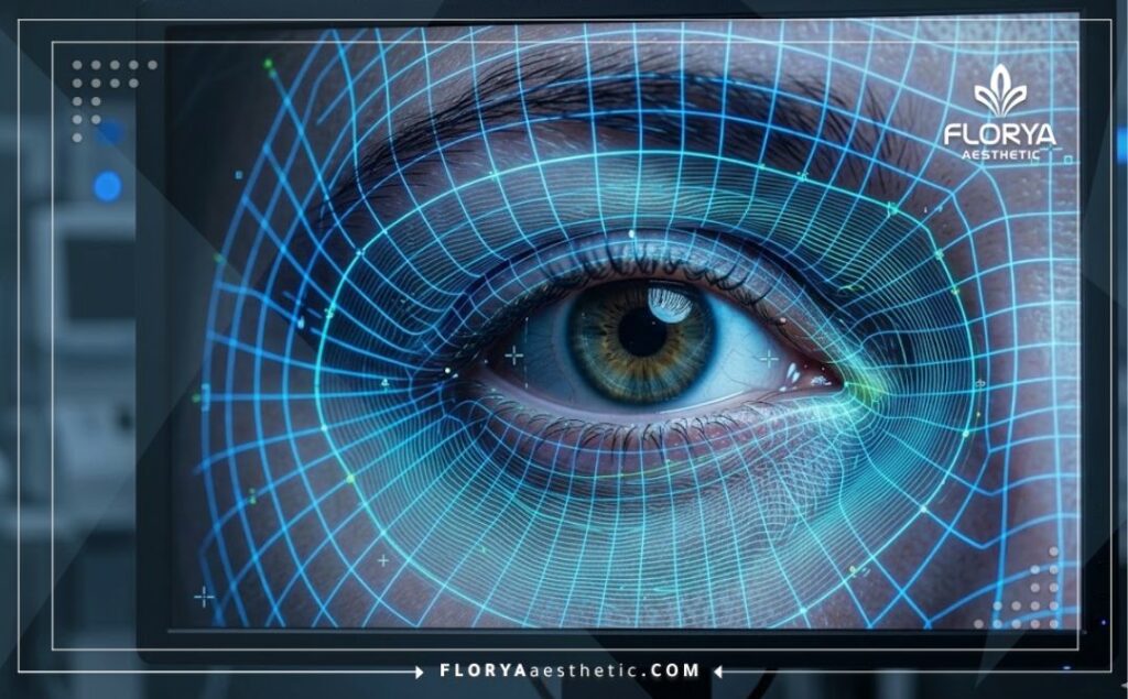 Scan macro 3D détaillé de l'anatomie de l'œil.