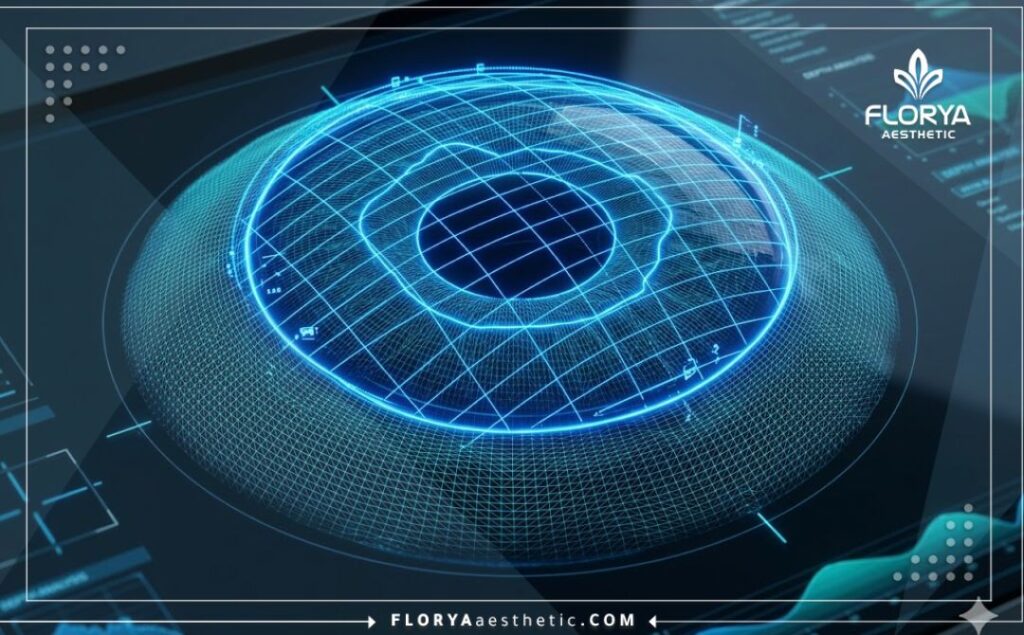 High-tech 3D macro surface scan of the human eye anatomy