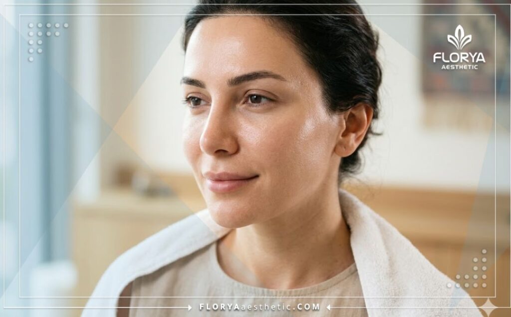 Primer plano cinematográfico de una piel facial perfecta y rejuvenecida