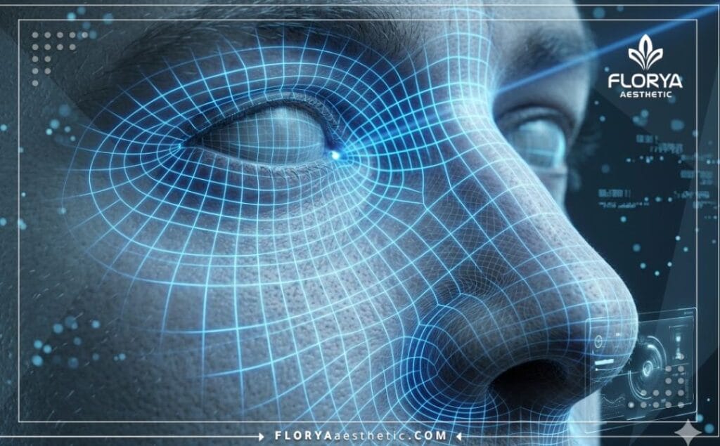 Futuristic 3D surface scan of the eye and tear duct anatomy