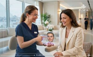 طبيب محترف يشرح خطة فيلر الصدغين في تركيا باستخدام جهاز لوحي متطور