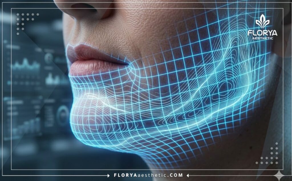 Digital 3D mesh scan of the lower face for precision jawline contouring