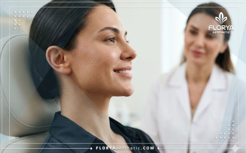 Perfect, sculpted result of the Texas jawline filler treatment