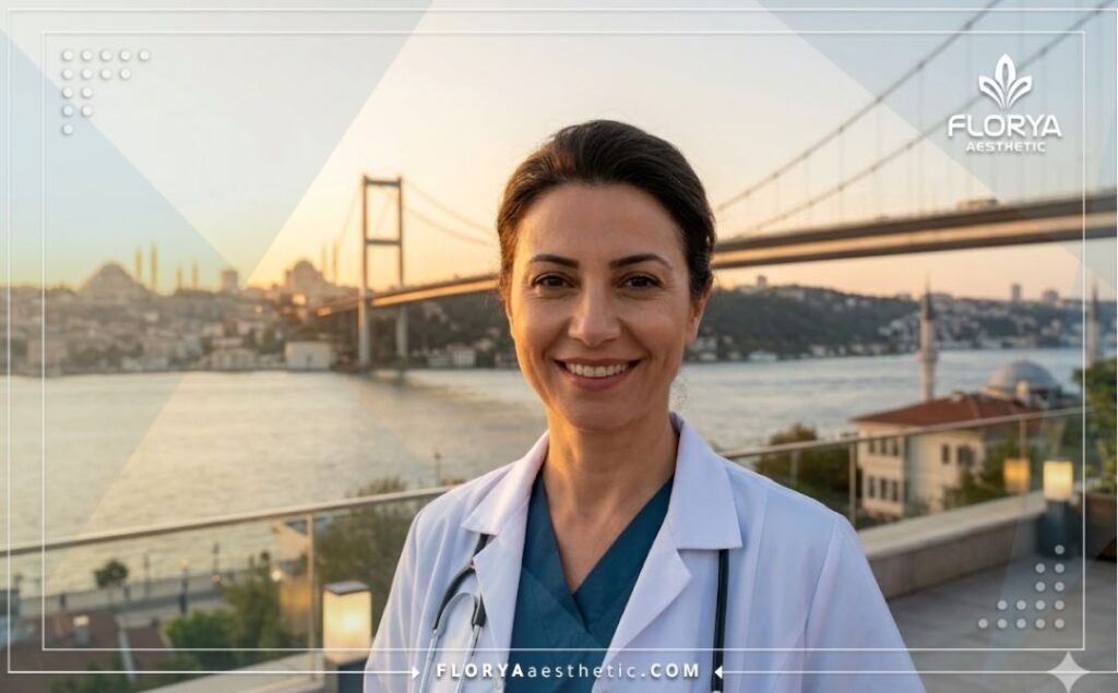 Приветливый дерматолог в Стамбуле на фоне Босфора