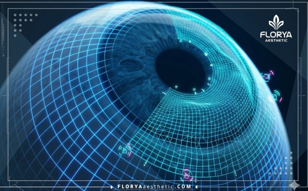 Scan 3D de la rétine et de l'œil illustrant la haute technologie médicale.