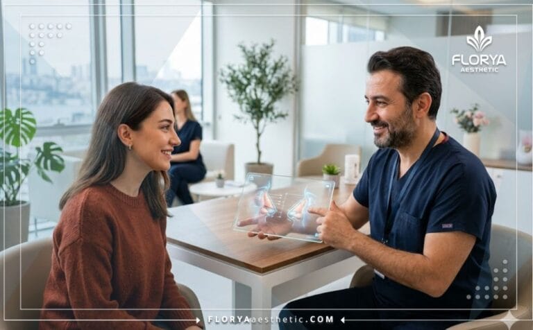 طبيب يشرح خطة تصغير فتحات الأنف في تركيا باستخدام شاشة ذكية