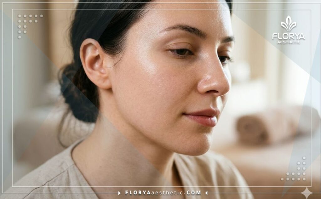 Piel facial impecable y luminosa como resultado perfecto del tratamiento.
