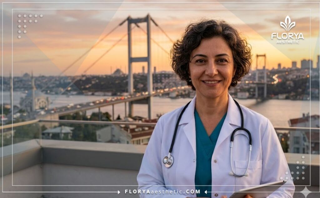 Médico estético amable dando la bienvenida a los pacientes en Estambul.
