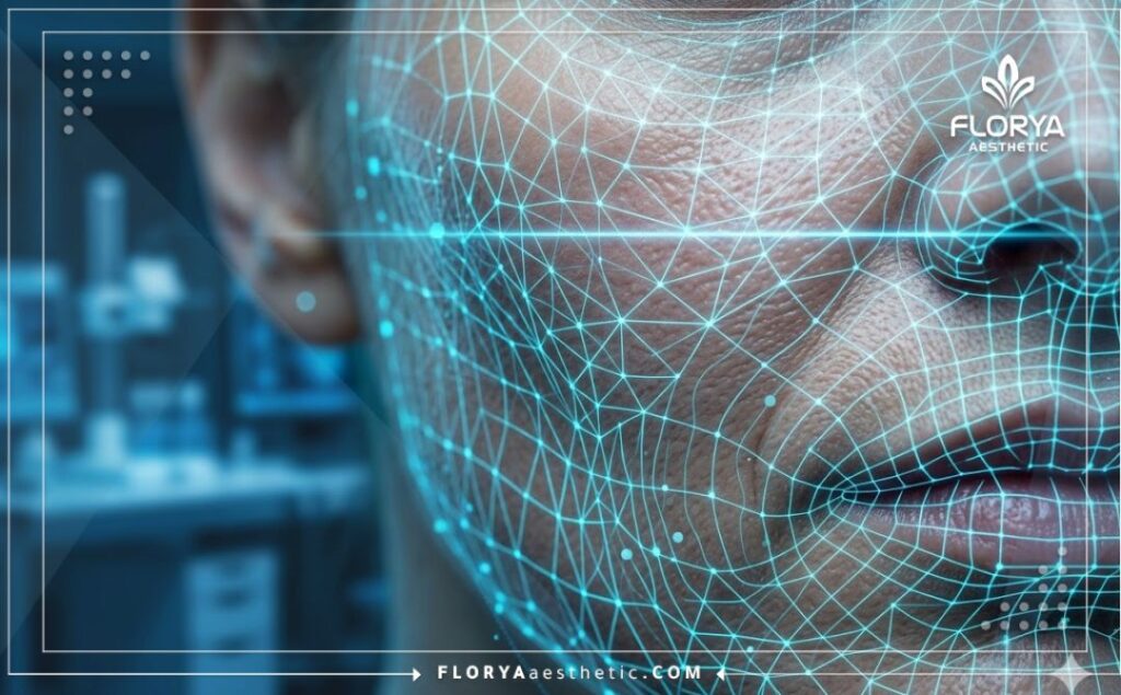 Escáner de superficie macro 3D de alta tecnología destacando las áreas faciales a tratar