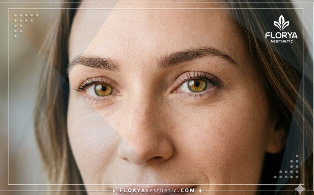 Flawless aesthetic result of eye color change showing beautiful bright eyes