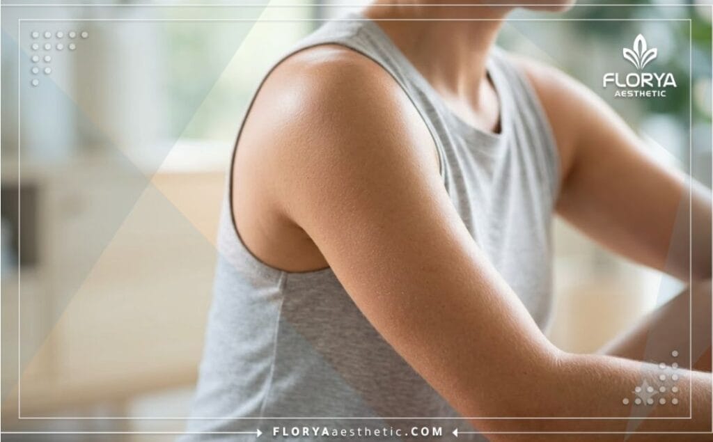 Close-up of flawless aesthetic results showing perfectly contoured and slim arms