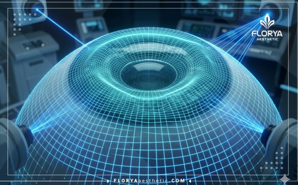 Scan 3D de l'œil montrant la précision de l'implant de lentille