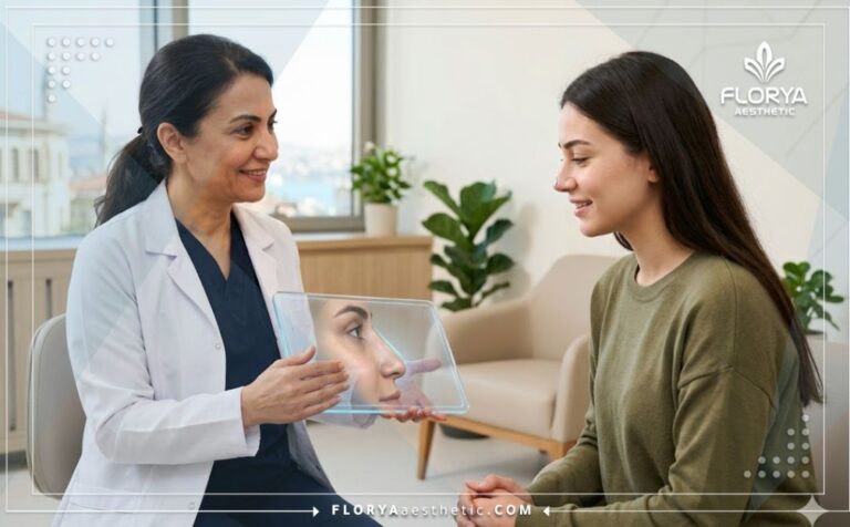 طبيب متخصص يشرح خطة تجميل الأنف المغلق في تركيا رقمياً للمريض