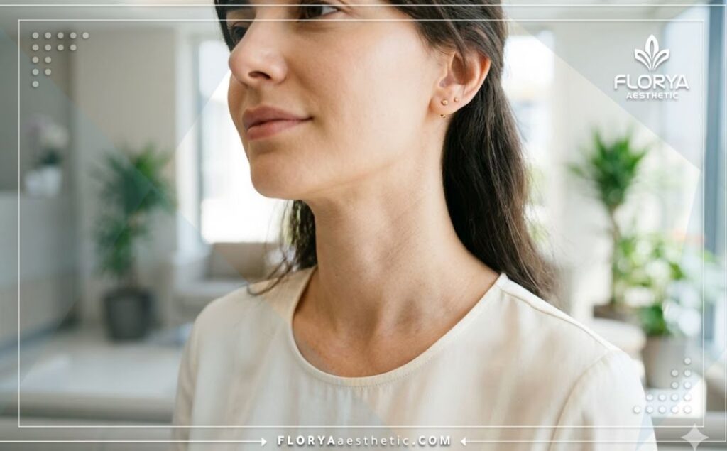 Close-up of a flawless and aesthetically perfect neck demonstrating successful results.