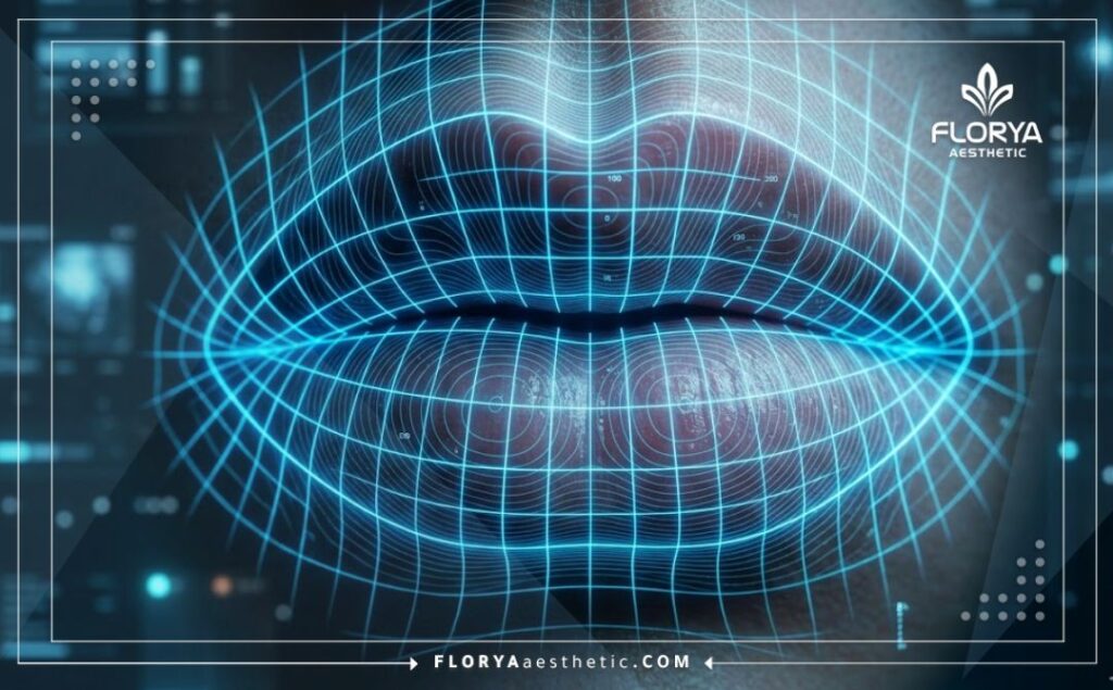 مسح ضوئي ثلاثي الأبعاد يوضح دقة تحديد منطقة الشفاه وقوس كيوبيد قبل إجراء الحقن