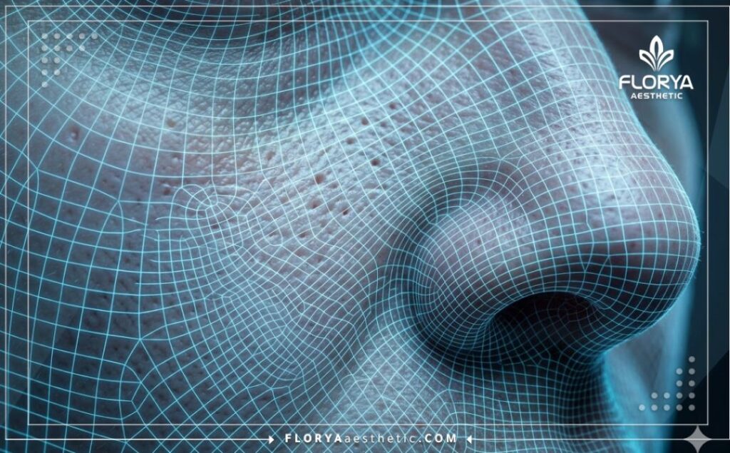 Scan 3D détaillé de la surface de la peau du visage