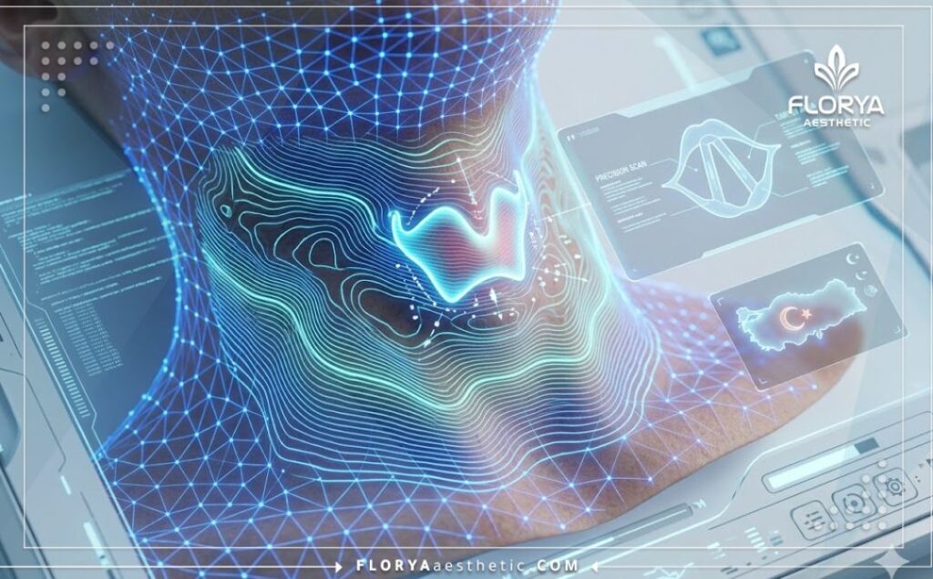 Macro 3D surface scan of the vocal tract and larynx showing anatomical precision.