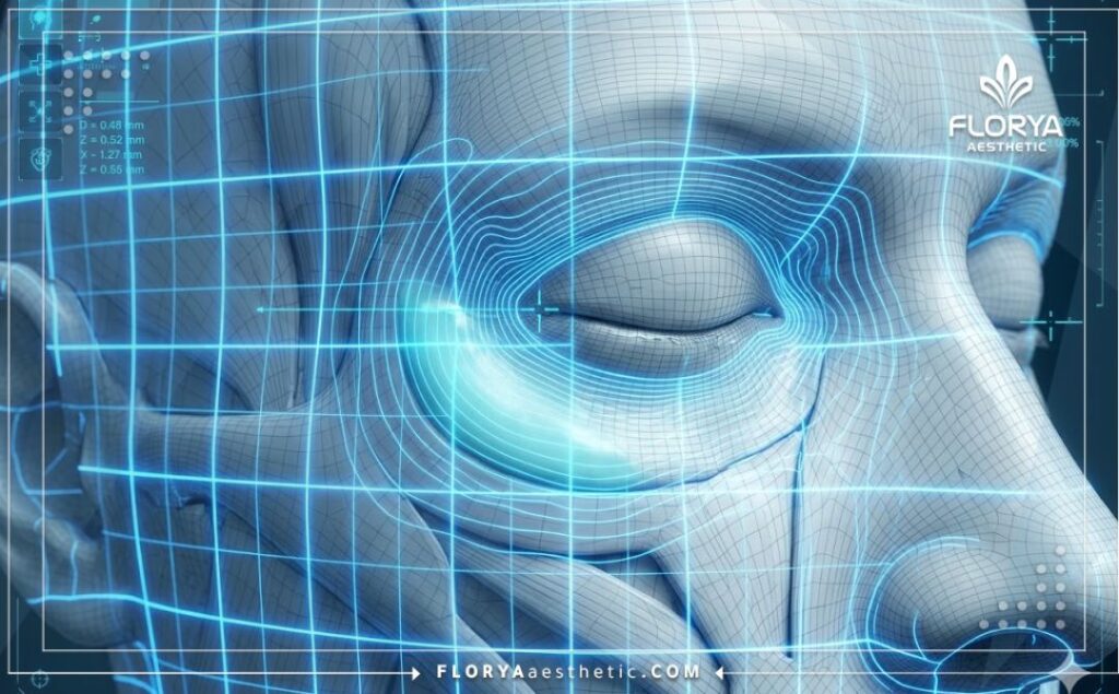 Детальное 3D сканирование анатомии уголков глаз для точного и безопасного введения филлера.