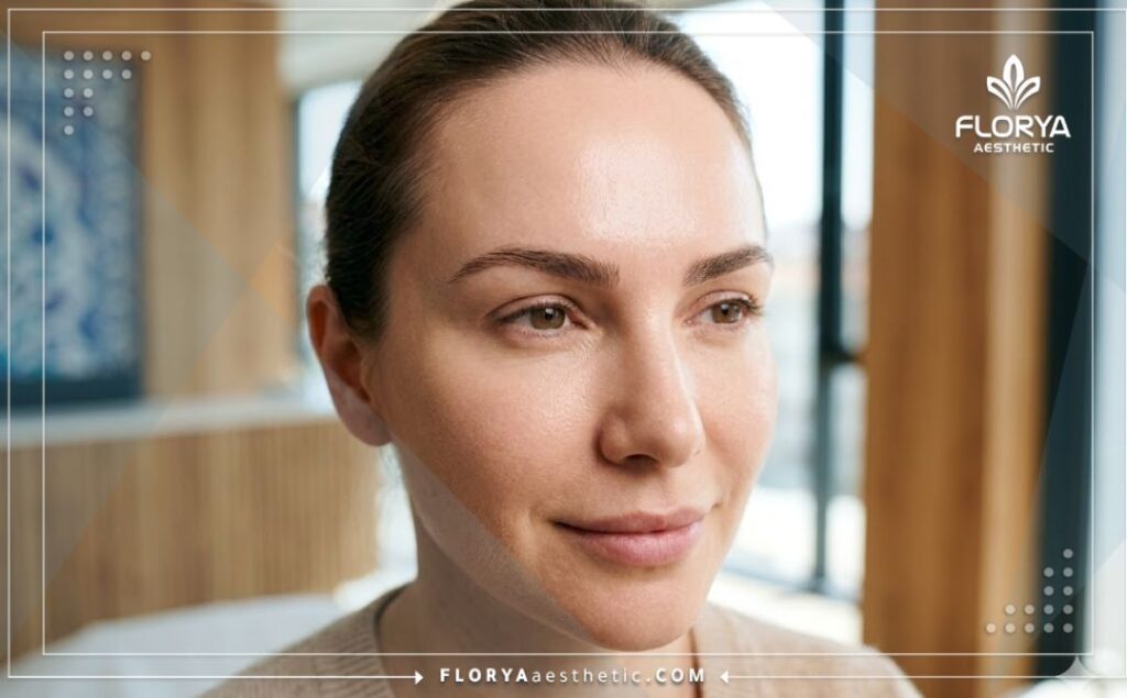 Flawless smooth forehead skin showing the perfect result of the aesthetic treatment