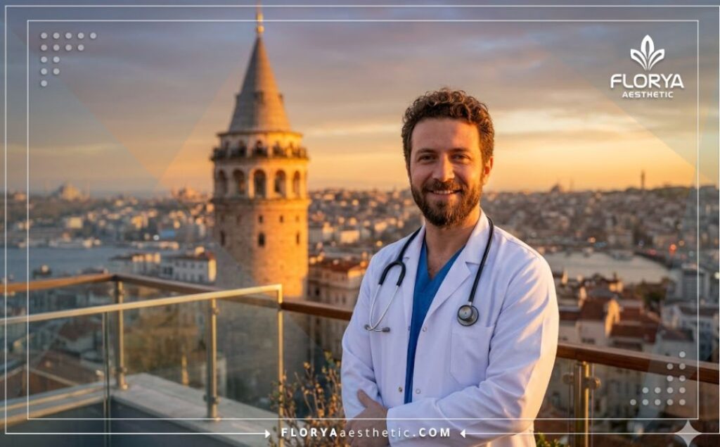Médico amable dando la bienvenida a los pacientes a las clínicas de Estambul
